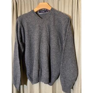 J‎ Ashford Mens V Neck Sweater Pure New Wool Dark Gray Size XL